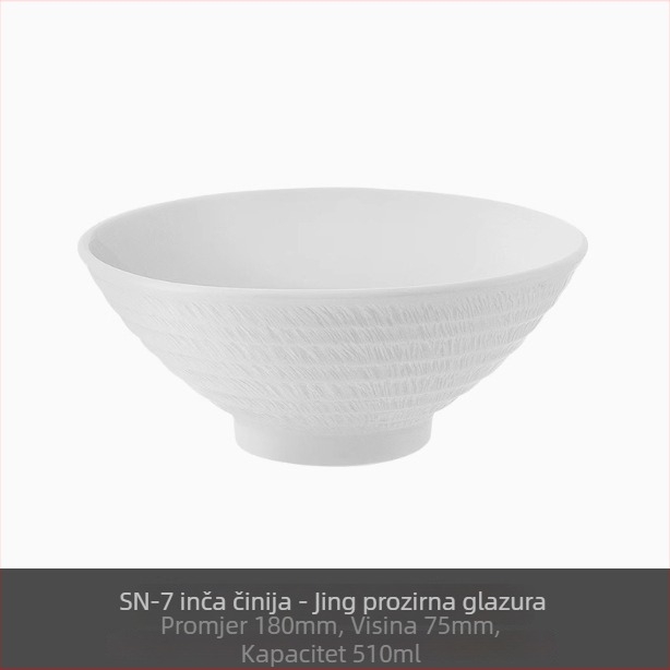 Porcelanska zdjela za rižu, podglazurna završna površina, moderni minimalistički kružni oblik, pogodna za mikrovalnu