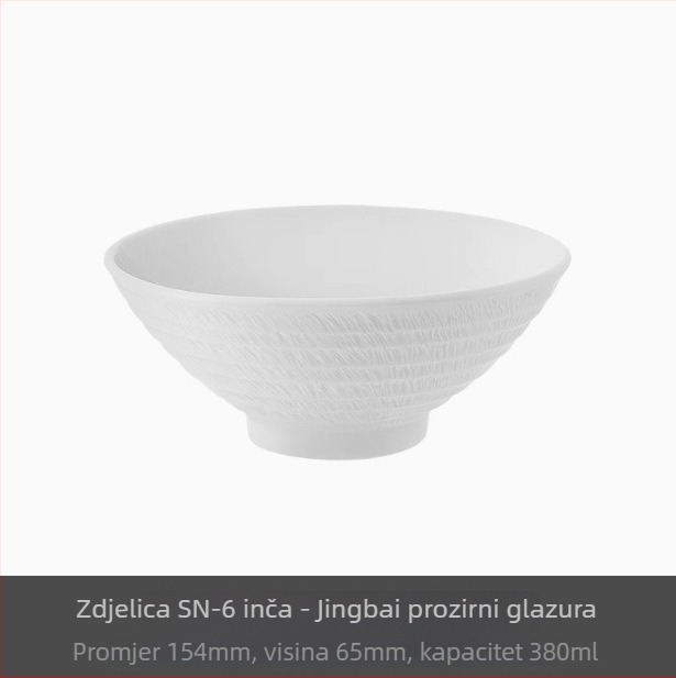 Porcelanska zdjela za rižu, podglazurna završna površina, moderni minimalistički kružni oblik, pogodna za mikrovalnu