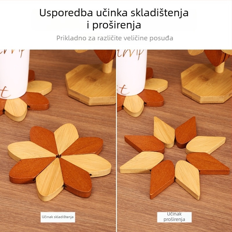Set podmetača za tanjur i čaše — bambus, okrugli oblik, jednostavan uzorak, moderan minimalistički stil, lansiran ljeto 2021
