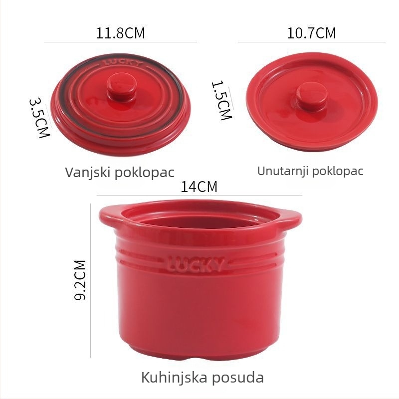 Keramička zdjela za parenje jaja s dvostrukim poklopcem – za jednu osobu, mikrovalna sigurna, završna jednobojna glazura