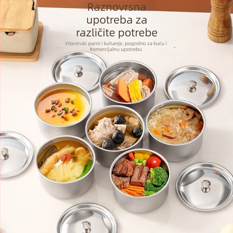 Posuda od nehrđajućeg čelika za parenje jaja s poklopcem – okrugla, otporna na visoke temperature, moguć prilagodljiv logo