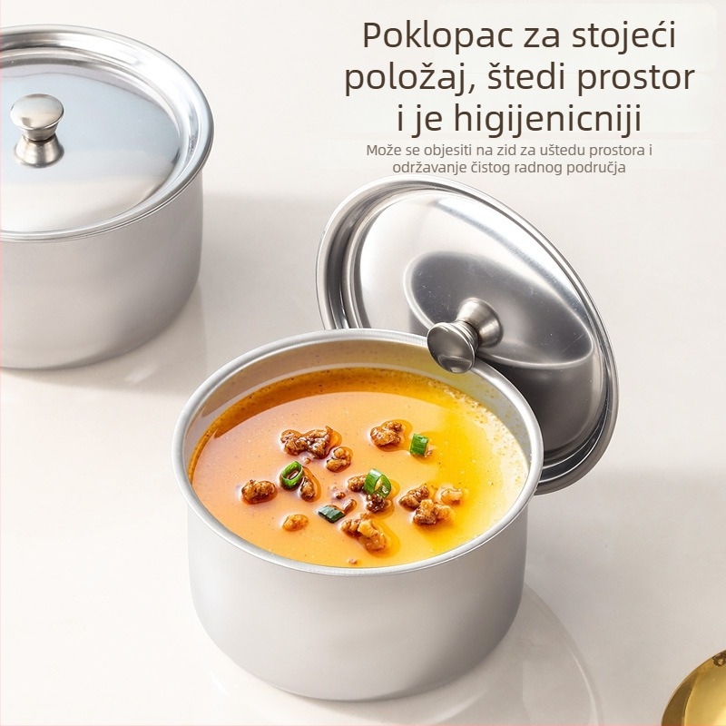Posuda od nehrđajućeg čelika za parenje jaja s poklopcem – okrugla, otporna na visoke temperature, moguć prilagodljiv logo