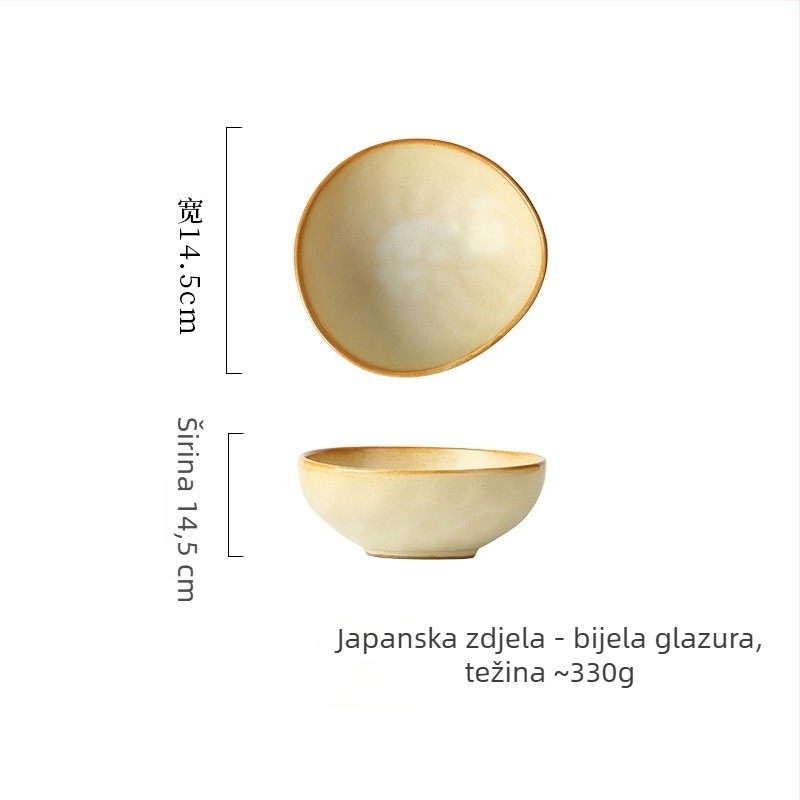 Porcelanska zdjela, japanski stil, nepravilnog oblika, pogodna za mikrovalnu pećnicu, moguća prilagodba