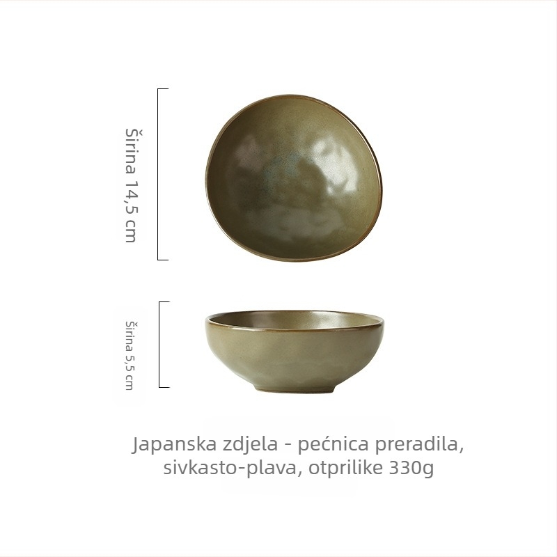 Porcelanska zdjela, japanski stil, nepravilnog oblika, pogodna za mikrovalnu pećnicu, moguća prilagodba