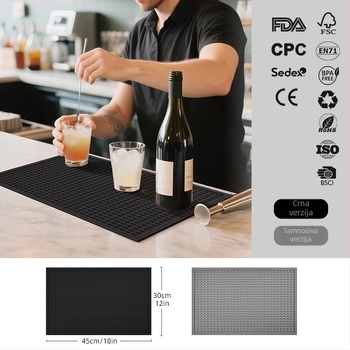 PVC bar podložak za čaše, četvrtasti oblik, moderni minimalistički stil, drenaža i toplinska izolacija, razgradivo