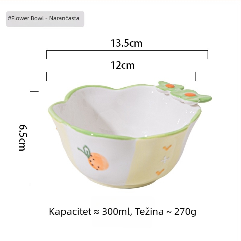 Porcelanska zdjela - nepravilan oblik, sladak stil, različiti podglazurni uzorci, pogodno za mikrovalnu pećnicu djeci