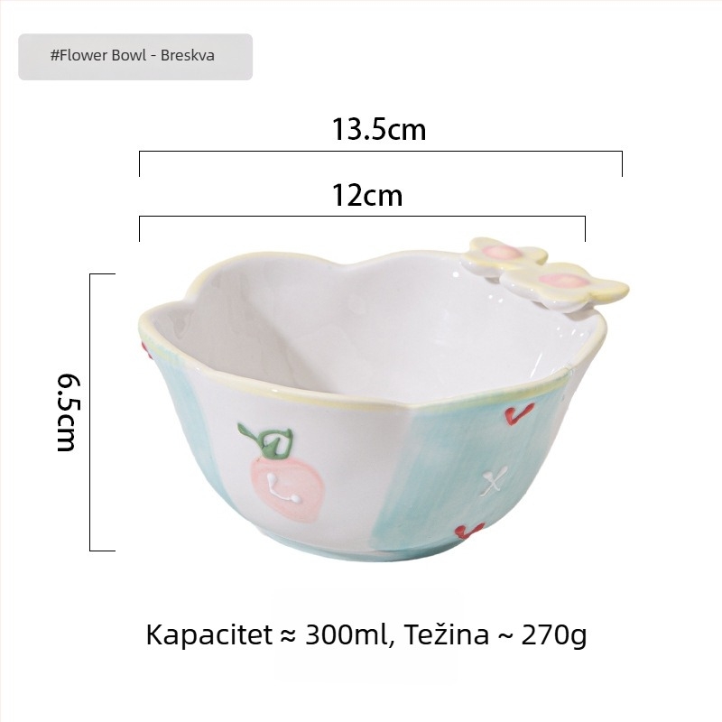 Porcelanska zdjela - nepravilan oblik, sladak stil, različiti podglazurni uzorci, pogodno za mikrovalnu pećnicu djeci