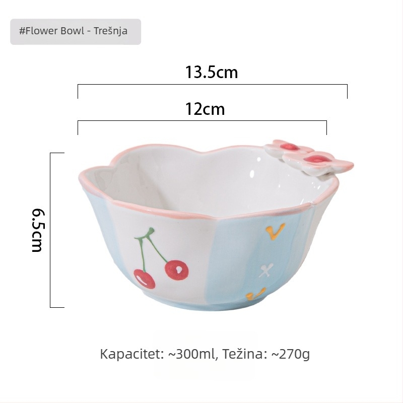 Porcelanska zdjela - nepravilan oblik, sladak stil, različiti podglazurni uzorci, pogodno za mikrovalnu pećnicu djeci