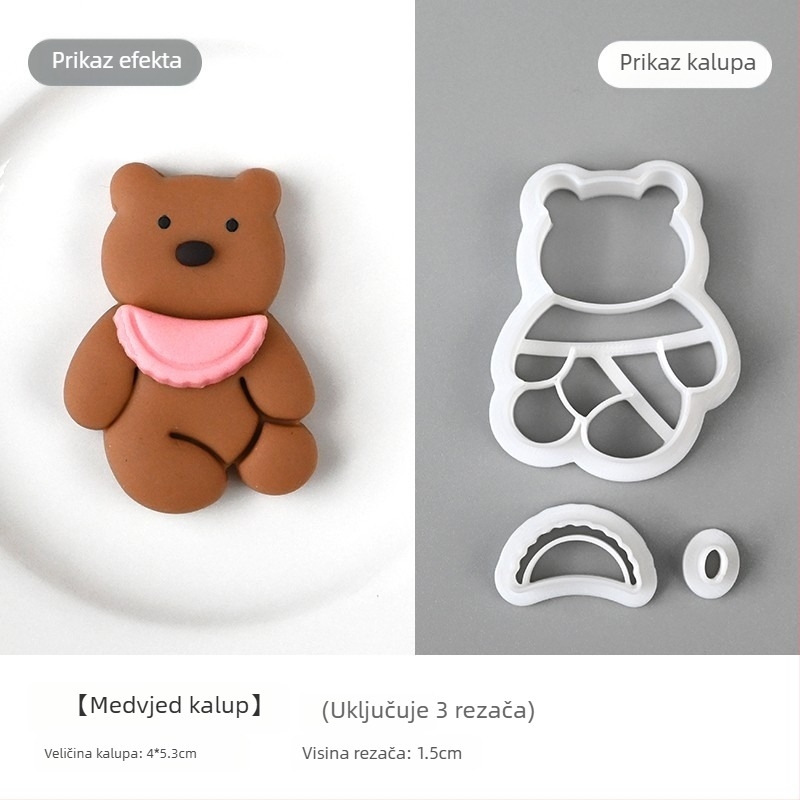 Kalup za parene peciva s motivima životinja i voća, plastični, Fruit Animals serija, pogodna za parene peciva i fondant
