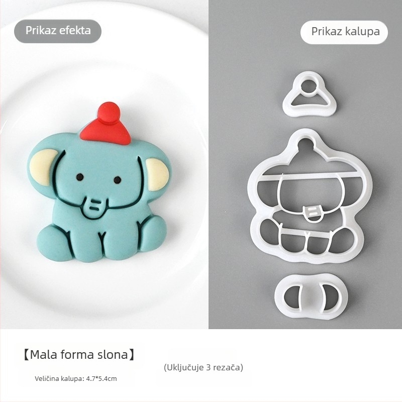 Kalup za parene peciva s motivima životinja i voća, plastični, Fruit Animals serija, pogodna za parene peciva i fondant