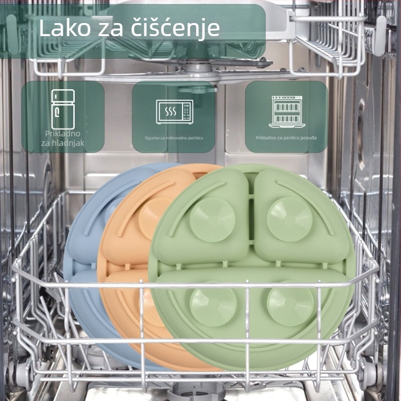 Silikonski dječji tanjur set od 3 komada, za djecu od 3 mjeseca, svjež i sladak stil