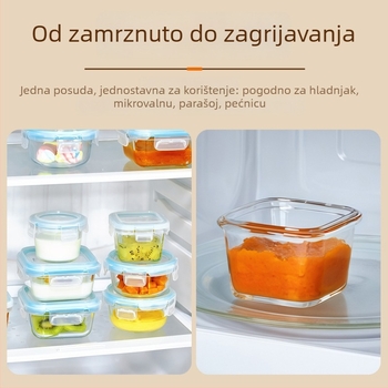 Staklena zdjela za dječju hranu s podjelom — Hongzhu, za bebe od 6 mjeseci, šifra WSDLZSMDWWD