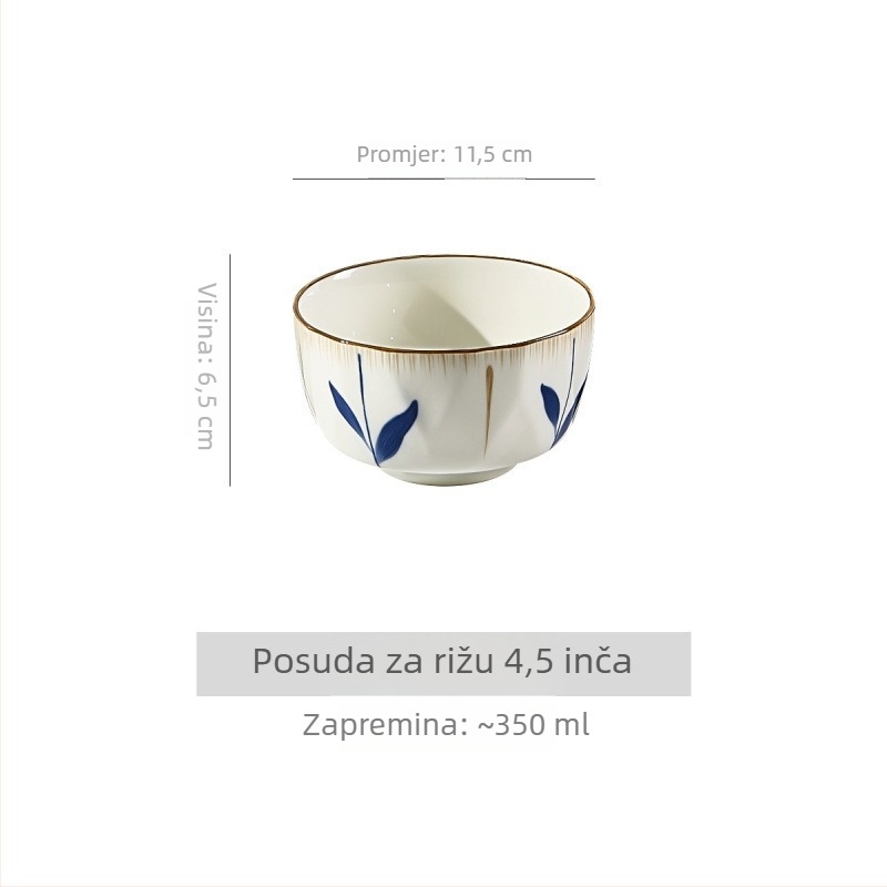 Miska za instantne rezance, porcelan, uzorak biljaka i cvijeća, japanski stil, prikladna za mikrovalnu pećnicu