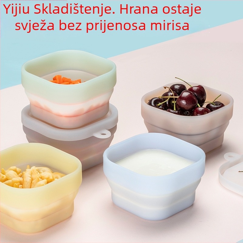 Silikonska posuda za bebe za hranjenje s poklopcem, sklopiva, prehrambene kvalitete, marka Yijiu, za djecu od 3 mjeseca