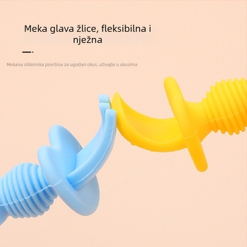 Silikonski set dječjih pribora za hranjenje: trening žličica i vilica za bebe od 3 mjeseca