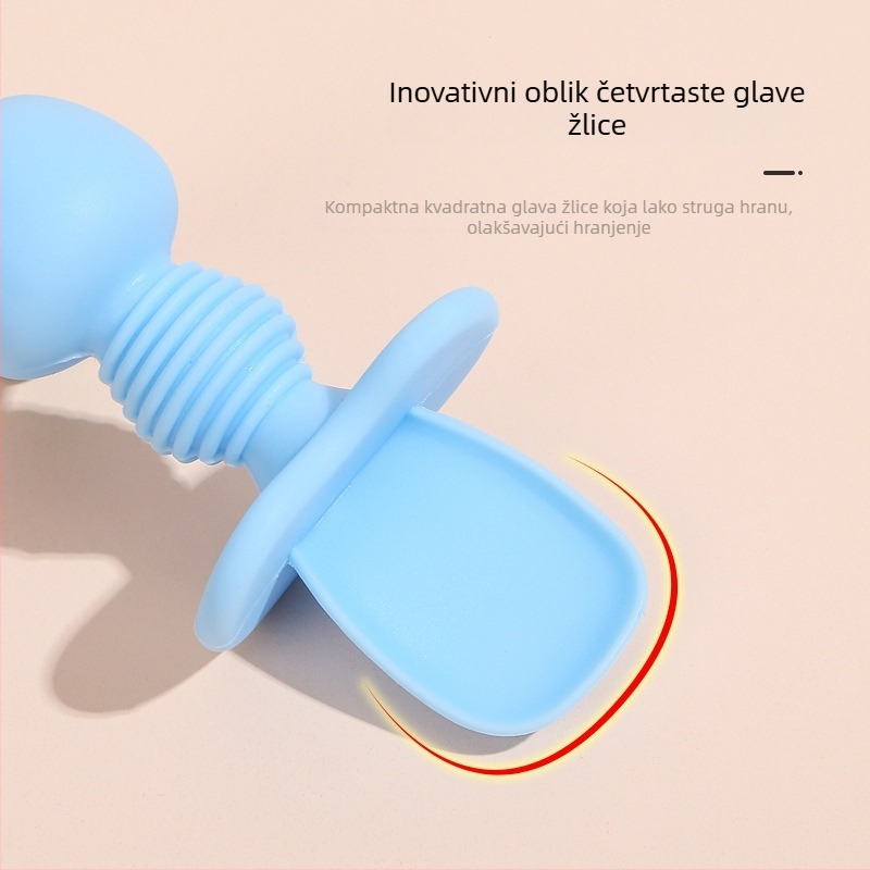 Silikonski set dječjih pribora za hranjenje: trening žličica i vilica za bebe od 3 mjeseca
