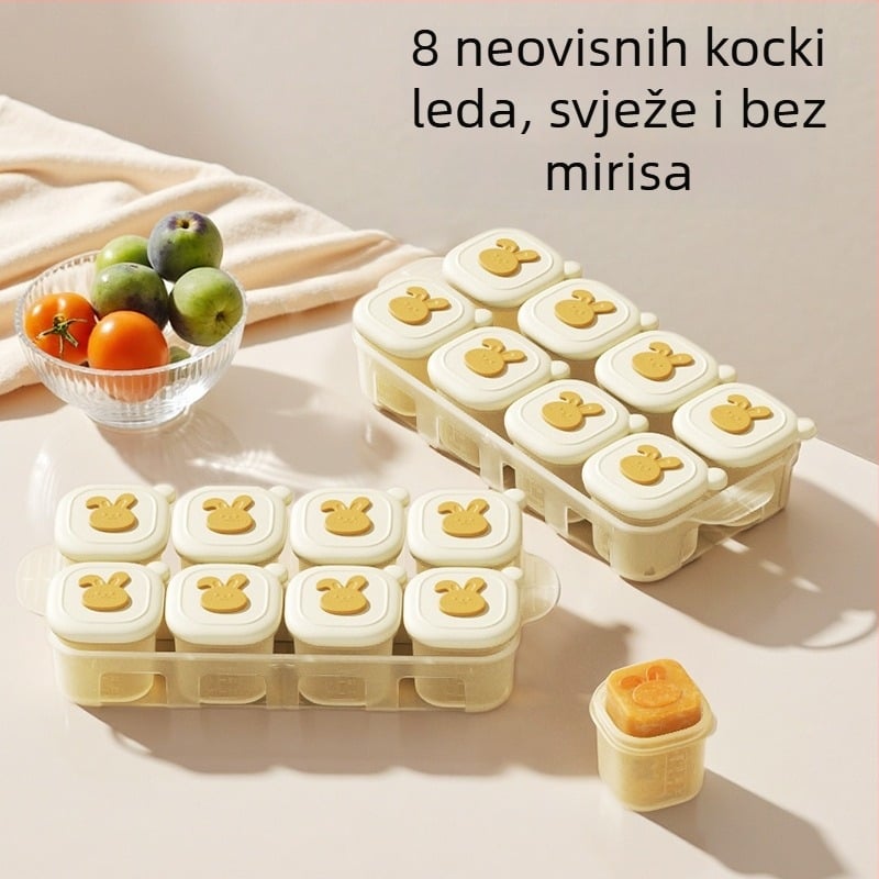 Silikonska posuda za hranu beba, s prehrambenim silikonom, podijeljenim odjeljcima i mjernom skalom, kapacitet 50 ml