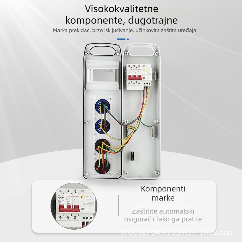 Kutija za rasplativanje utičnica na gradilištu, tri razine, IP65 vodootporna, prijenosna vanjska, 6 utičnica, 32A
