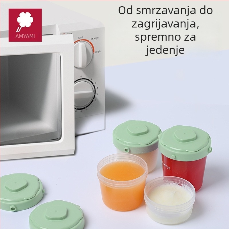 Amy Komplet posuda za čuvanje dječje hrane – prijenosna s poklopcem, PP materijal, održava hranu svje žom uz hlađenje, za dob 4 mjeseca–3 godine