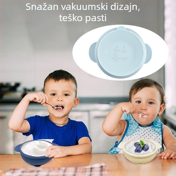 Dječji silikonni tanjur s odjeljcima, 1-komplet, tri kvadrata za prah mlijeka, prikladno od 3 mjeseca, minimalistički svježi i slatki stil