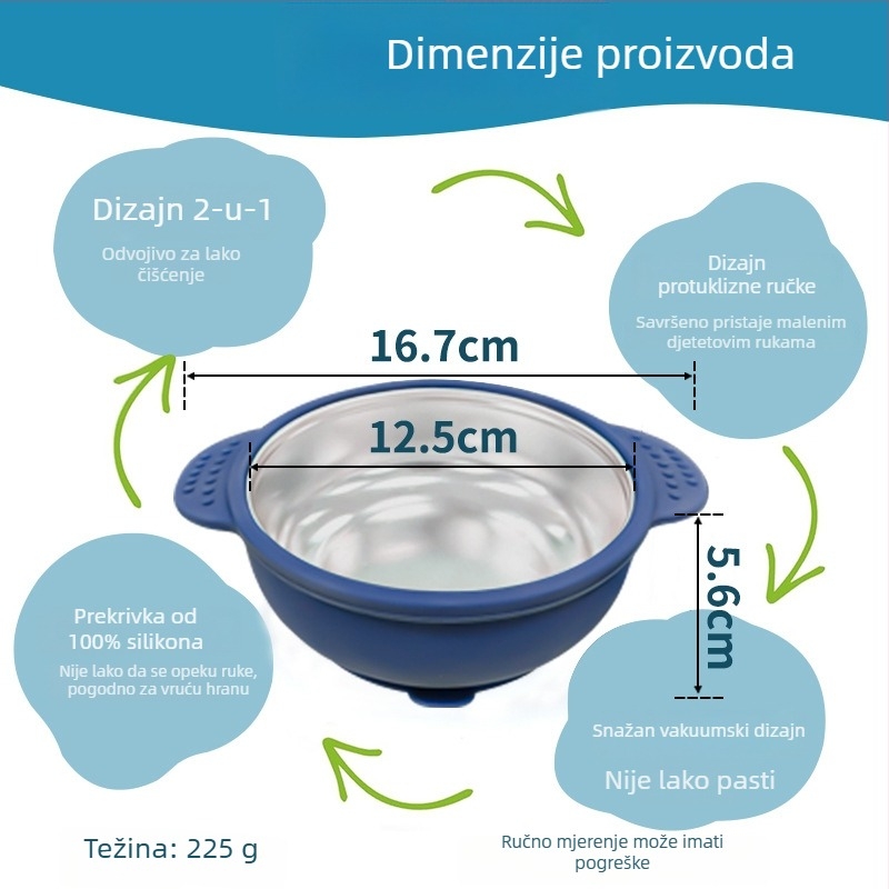 Dječji silikonni tanjur s odjeljcima, 1-komplet, tri kvadrata za prah mlijeka, prikladno od 3 mjeseca, minimalistički svježi i slatki stil