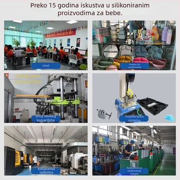 5-dijelni silikon dječji set za prehranu s posudom za prianjanje i kutijom za mlijeko u prahu s 3 odjeljka
