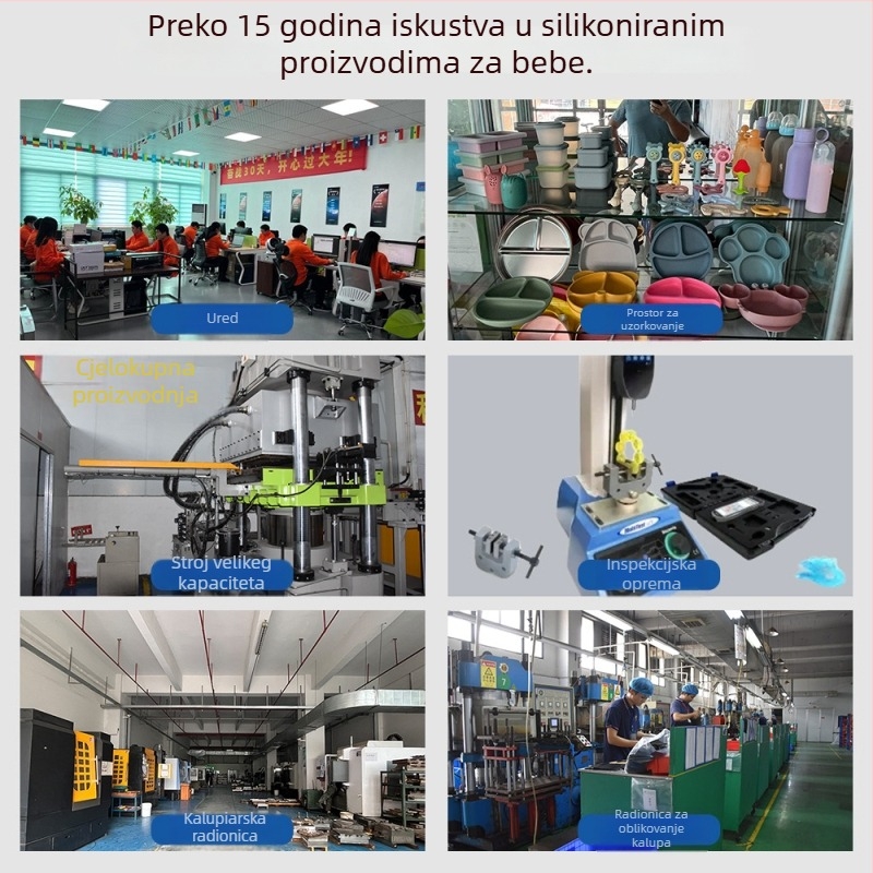 5-dijelni silikon dječji set za prehranu s posudom za prianjanje i kutijom za mlijeko u prahu s 3 odjeljka