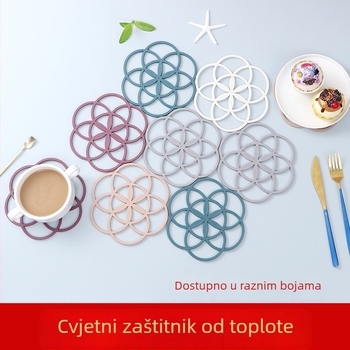 Silikonska podmetača u obliku cvijeta — toplinski otporna, za stol i čaše — stil modernog minimalizma