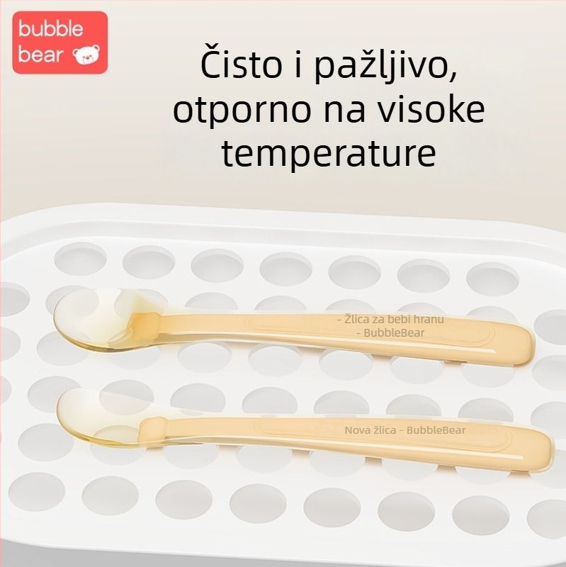 Bubi Bear Nano Srebro Silikonska Žlica za Bebe s Mekanim Vrhom – Pribor za hranjenje, Dječje posuđe od 3 Mjeseca