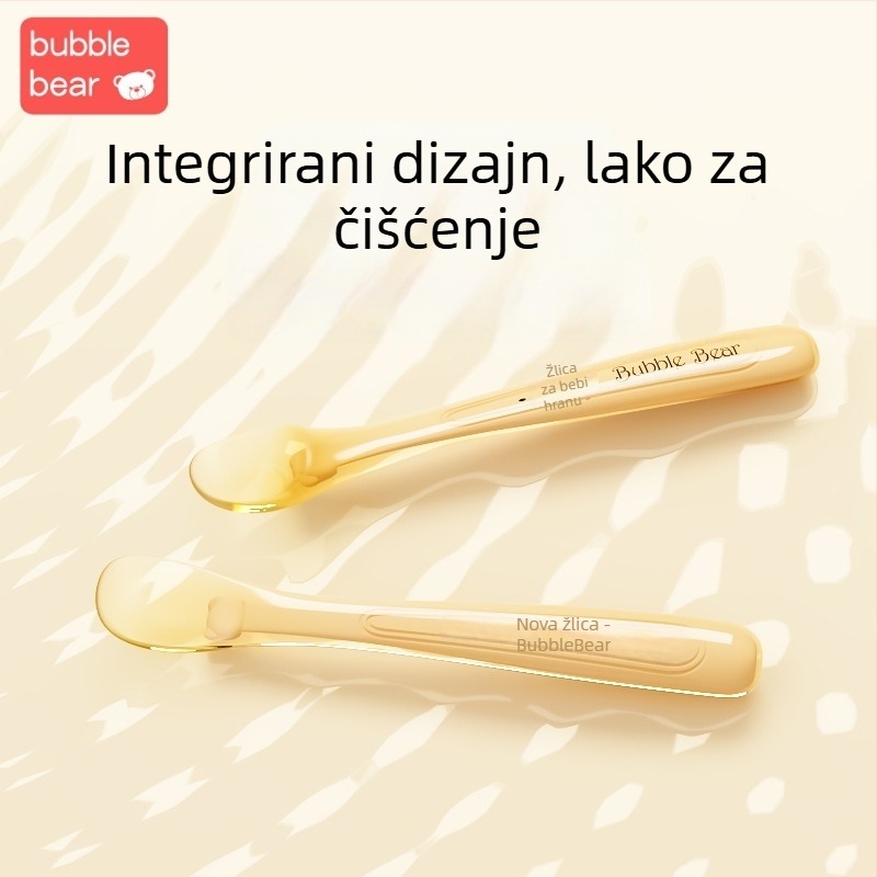 Bubi Bear Nano Srebro Silikonska Žlica za Bebe s Mekanim Vrhom – Pribor za hranjenje, Dječje posuđe od 3 Mjeseca
