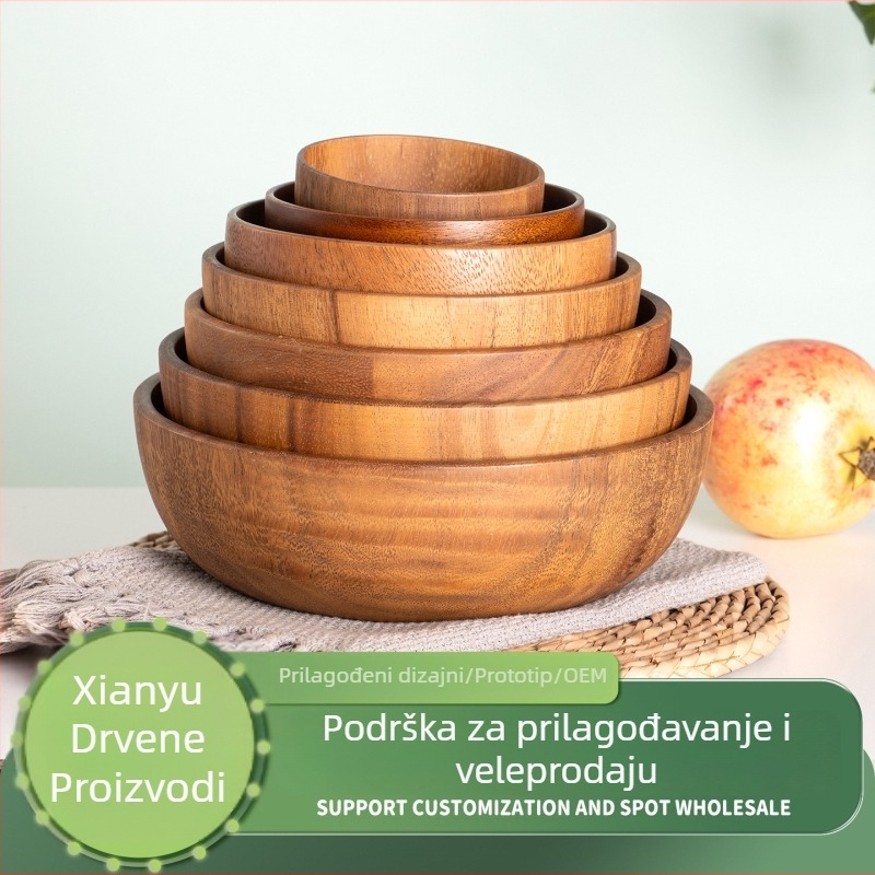 Misa od akacijinog drveta u japanskom stilu, konusnog oblika, ručno crtana površina, prilagodljiva, za obroke i gostoprimstvo