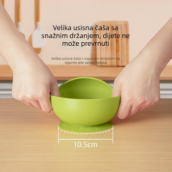 JHF silikonska dječja zdjela za učenje jedenja s integriranom usisnom čašom, zaštita od opeklina, 2 komada