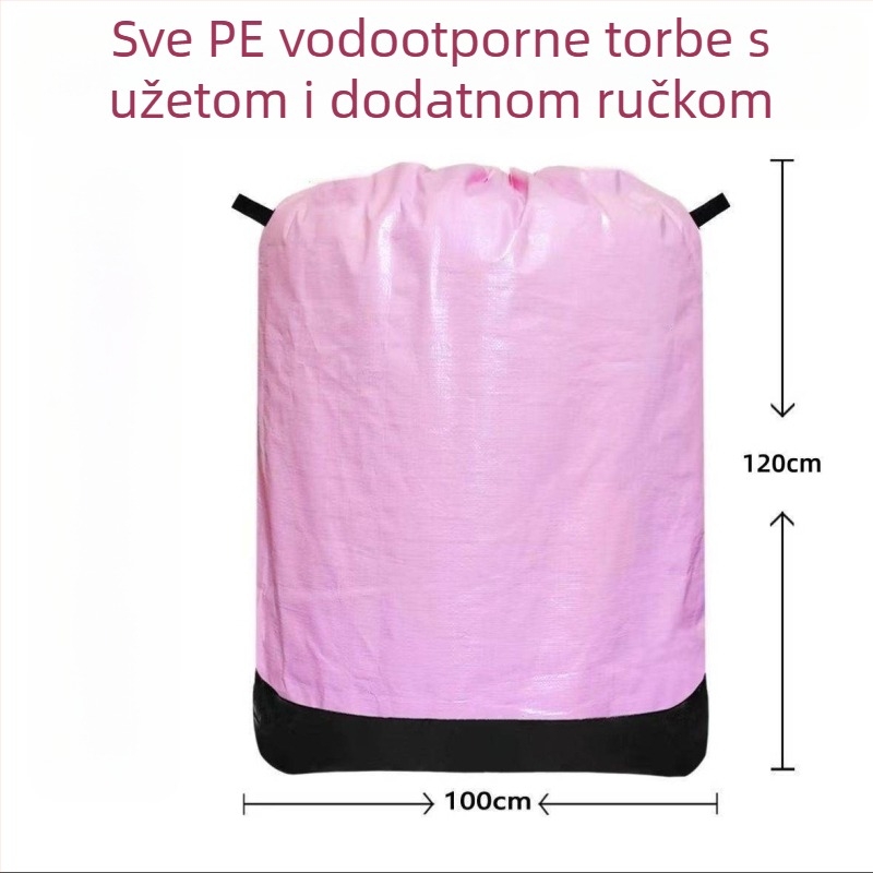 Nova torba za preseljenje s malom ručkom i šnurlom, vodootporna PE torba za prijenos, otporna na habanje za ekspresni prijevoz (PP+PE film, kompozitna tkanina, nosivost 1-50)