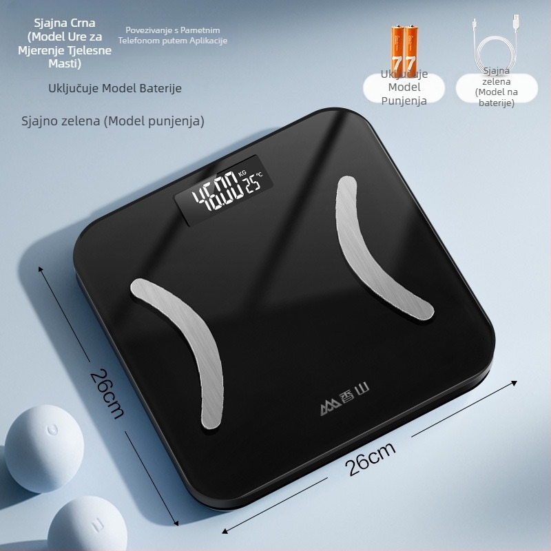 Elektronička vaga za mjerenje tjelesne masnoće, do 150 kg, za odrasle, s mogućnošću punjenja