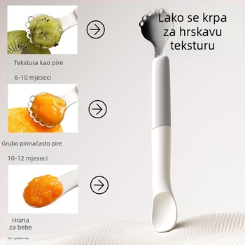 Dvostrano dječje žlicu za hranjenje – nehrđajući čelik, jednostavan stil, pogodno za djecu stariju od 3 mjeseca