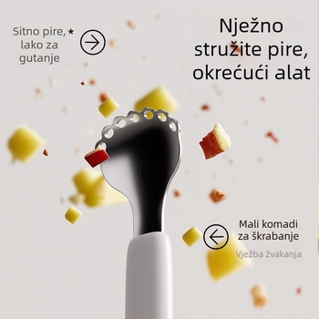 Dvostrano dječje žlicu za hranjenje – nehrđajući čelik, jednostavan stil, pogodno za djecu stariju od 3 mjeseca
