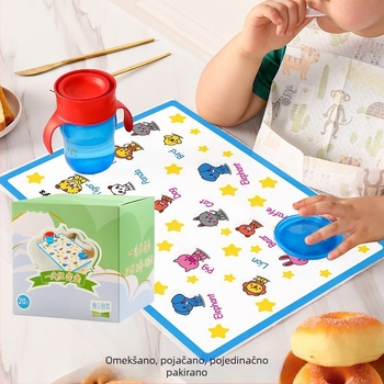 Jednokratna podloga za bebe za stol — prijenosna podloga, otporna na masnoće i vodu, netkane tkanina, karikaturni uzorak