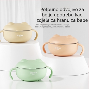 Widie Bear Posuda za hranu za bebe, 316 nehrđajućeg čelika, ručka protiv pada i opeklina, za bebe od 3 mjeseca