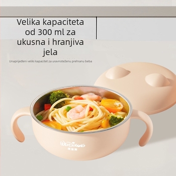 Widie Bear Posuda za hranu za bebe, 316 nehrđajućeg čelika, ručka protiv pada i opeklina, za bebe od 3 mjeseca