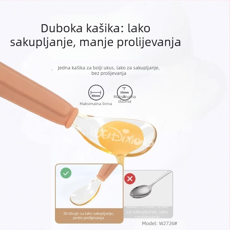 Edukativna žlica za bebe, nehrđajući čelik, Widley Bear, za djecu od 6 mjeseci i više, jednostavan dizajn posuđa za jelo