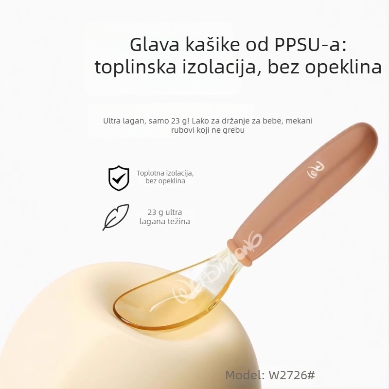 Edukativna žlica za bebe, nehrđajući čelik, Widley Bear, za djecu od 6 mjeseci i više, jednostavan dizajn posuđa za jelo