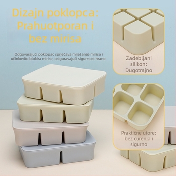 Silikonska ladica za led za bebinu hranu i kutija za pohranu hrane, otporna na miris, silikonski materijal za hranu, sigurno za zamrzavanje, minimalistički stil, 1-djelni set, od 6 mjeseci