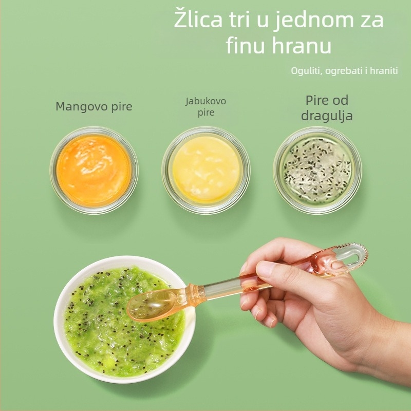 Dvostruka dječja žlica za hranjenje za voće i jabukin pire, PPSU materijal, jednostavan stil, od 3 mjeseca