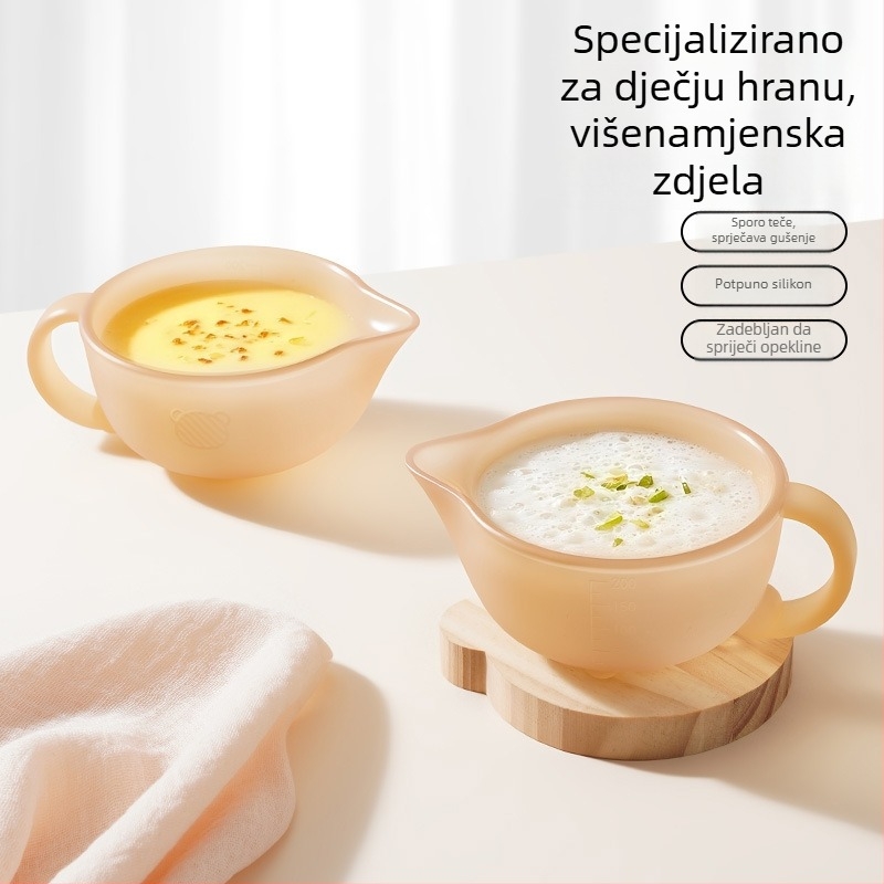Silikonska zdjela za hranjenje s mekanim bridom u obliku kljuna za bebe i djecu, uključuje mekanu žlicu za hranjenje, pogodna za vodu, mlijeko i rižinu kašu