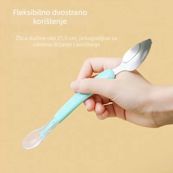Love Dorch dječja dvostruko djelujuća žlica od nehrđajućeg čelika za voće pire i dječje obroke, 304 nehrđajući čelik, pogodno za bebe od preko 6 mjeseci, jednostavan svjež dizajn