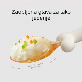 Učeća kašika za bebe - silikon, set od 2 komada, za samostalno jelo, za djecu od 6 mjeseci, Du Xiaoduo (2 kom; silikon; 6+ mj; Du Xiaoduo)