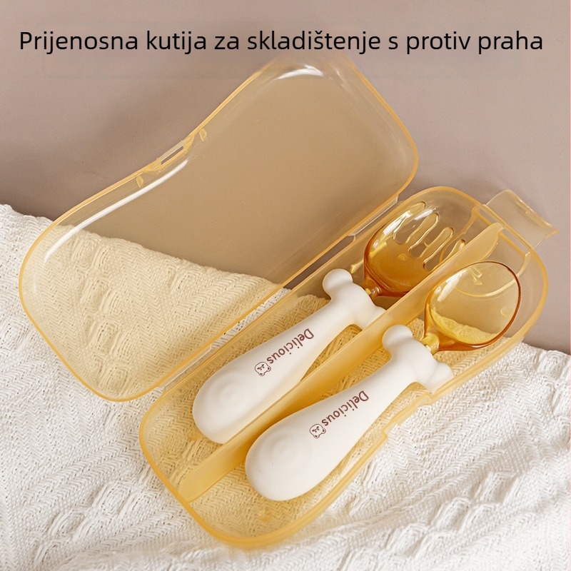 Učeća kašika za bebe - silikon, set od 2 komada, za samostalno jelo, za djecu od 6 mjeseci, Du Xiaoduo (2 kom; silikon; 6+ mj; Du Xiaoduo)