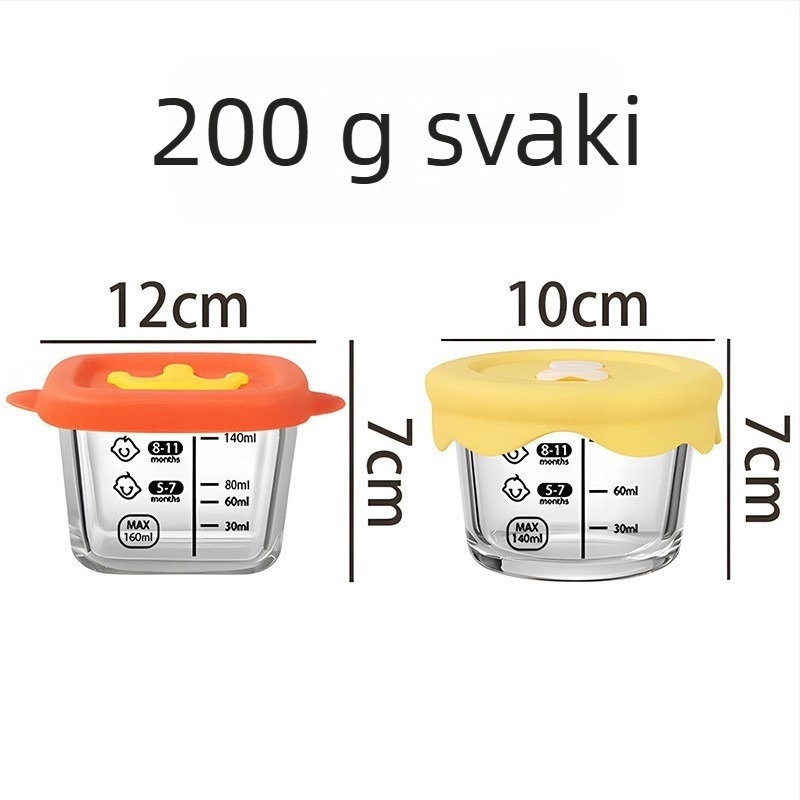 Staklena posuda za bebinu hranu za na pari i čuvanje — komplet od 1 kom, sladak stil, prikladno od 6 mjeseci