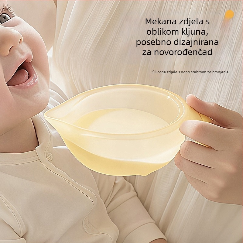 Dječja posuda za hranjenje s kljunom orla – silikon, za djecu od 3 mjeseca, set od 1 kom, sladak stil
