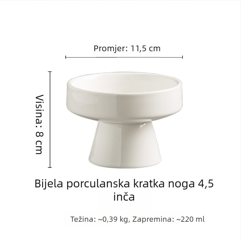 Porcelanska zdjela za desert s visokim postoljem, mikrovalna sigurna, podglazurna završna obrada, mogućnost otiska logotipa